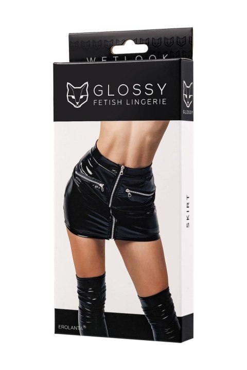 Glossy Billie, skirt, wetlook, black, M
