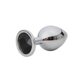 Silver Small Butt Plug with Black Diamond