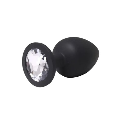 Black medium butt plug with white crystal