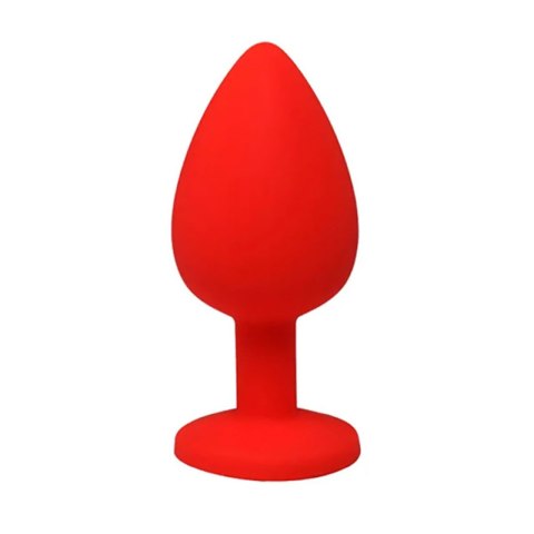 Red medium butt plug with white crystal