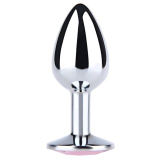 Silver Medium Butt Plug with Pink Diamond