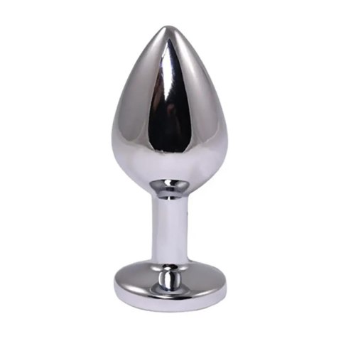 Silver Medium Butt Plug with Red Diamond