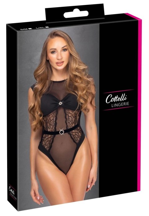 Cottelli Lingerie Body L/XL z koronką i ozdobnymi kryształkami