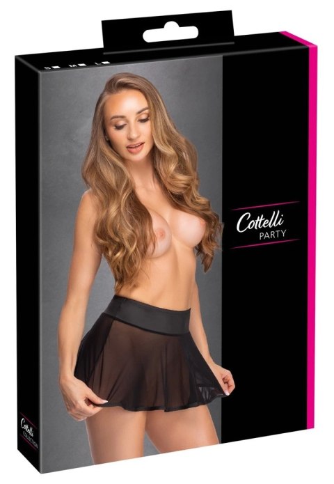 Cottelli PARTY Spodniczka Mini Transparentna Czarna S Rozkloszowana