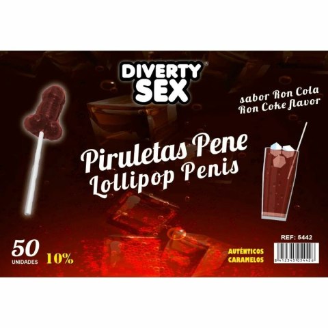 Diverty Sex Diablo Goloso 50 lizakow o smaku rumu z colą 10% alkoholu