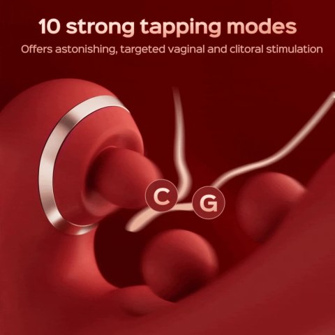 HoneyPlayBox Tickler Red - Wibrujący masażer z podwojnym systemem ruchu