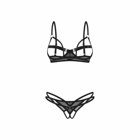 Obsessive Euridia Czarny Komplet 2-częściowy z geometrycznymi paskami XL/XXL