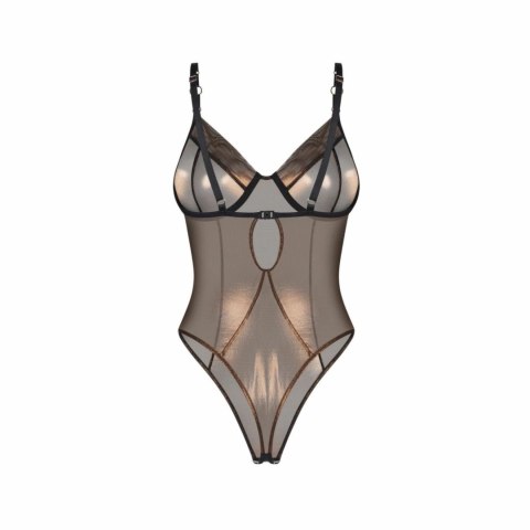 Obsessive Soranna Body brązowy z transparentnej siateczki open-crotch
