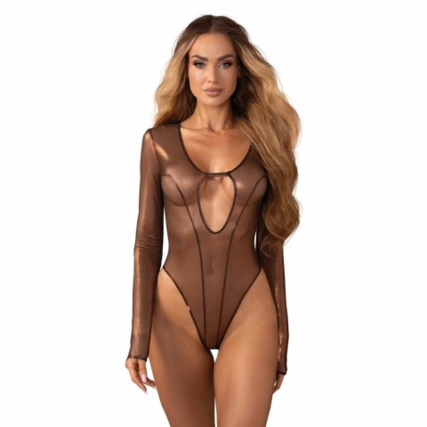 Obsessive Soranna Body z Długim Rękawem i Wycięciem, Brązowy