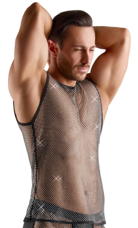 Svenjoyment Koszulka Siatkowa Męska M Czarna z Błyszczącymi Elementami