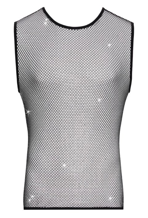 Svenjoyment Net Shirt S Czarna Koszulka Bez Rękawow z Ozdobnymi Kryształkami