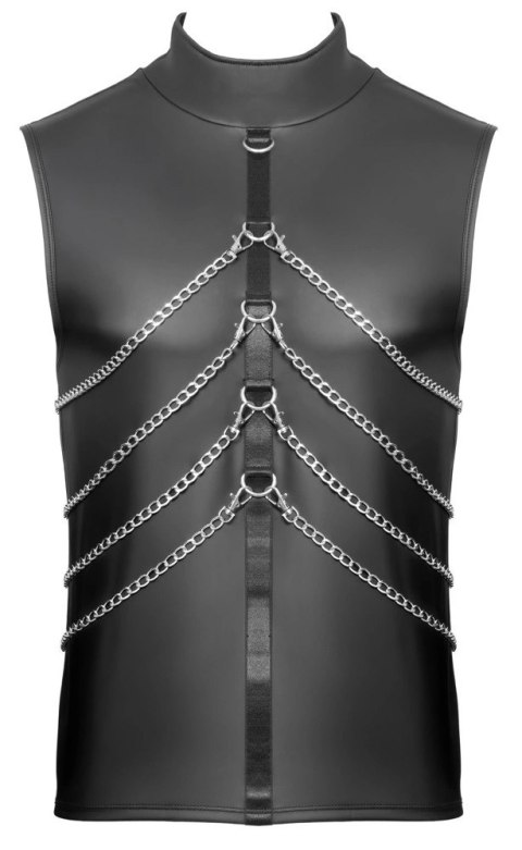 NEK Koszula Bez Rękawow 3XL Czarna Matowa z Ozdobnymi Łańcuchami