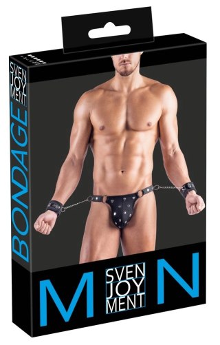 Svenjoyment Bondage - Czarny slip S z dodatkiem mankietow, matowy look