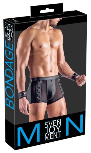 Svenjoyment Bondage Pants L czarne z siateczką i mankietami