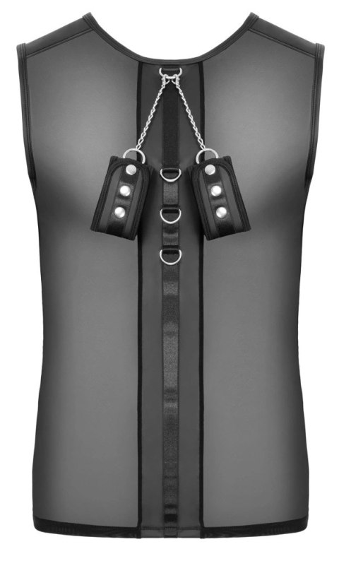 Svenjoyment Bondage koszulka siatkowa z mankietami L czarna