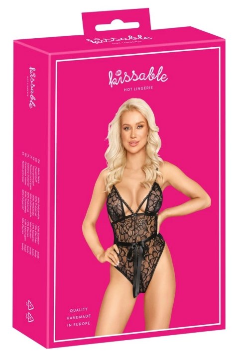 Kissable Body Lace L/XL czarne koronkowe body z regulacją