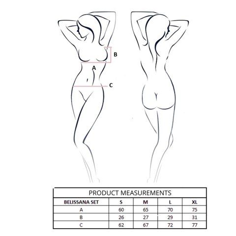 Passion Belissana Komplet Czarny L/XL - Transparentna Koronka i Detale Serca