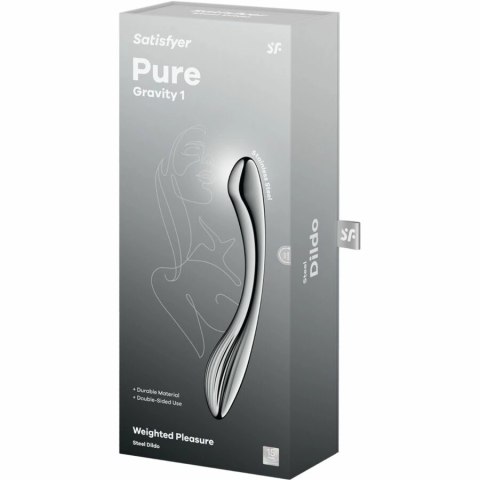 Satisfyer Pure Gravity 1 - dwustronny model ze stali nierdzewnej, srebrny