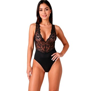 PASSION EVALIE Body damskie czarne L/XL - koronka, elegancki fason