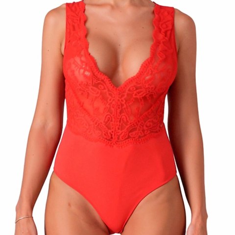 PASSION EVALIE Body koronkowe czerwone S/M - elegancja i komfort