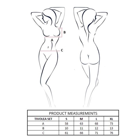 PASSION Tivolea komplet bielizny czarny S/M koronkowy zestaw
