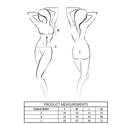 Passion Evalie Body Czarny S/M - Koronka, Odkryte Plecy, Elegancja