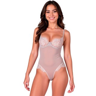 Passion ZOVEL Body jasnoszare S/M - elegancka koronka i siateczka