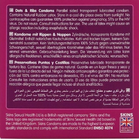 Skins Dots & Ribs Premium prezerwatywy 4 szt. teksturowane wanilia