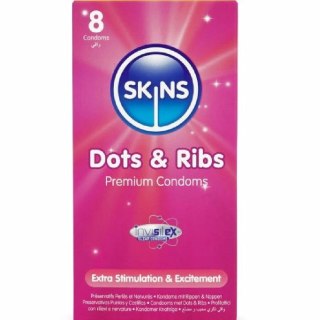 Skins Dots & Ribs Premium prezerwatywy 8 szt. teksturowane wanilia