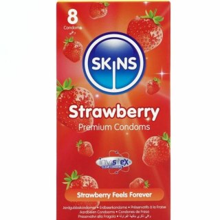 Skins Strawberry Premium 8 szt. - prezerwatywy zapachowe truskawkowe