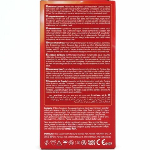 Skins Strawberry Premium 8 szt. - prezerwatywy zapachowe truskawkowe