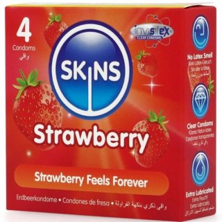 Skins Strawberry Premium - prezerwatywy truskawkowe 4 szt. ultracienkie