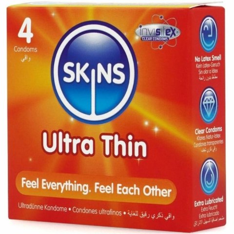Skins Ultra Thin - prezerwatywy premium, ultracienkie, 4 sztuki
