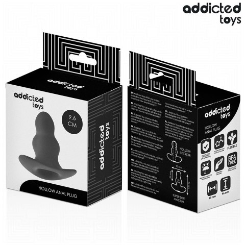 Addicted Toys Korek anatomiczny pusty M silikonowy 9,6 cm czarny
