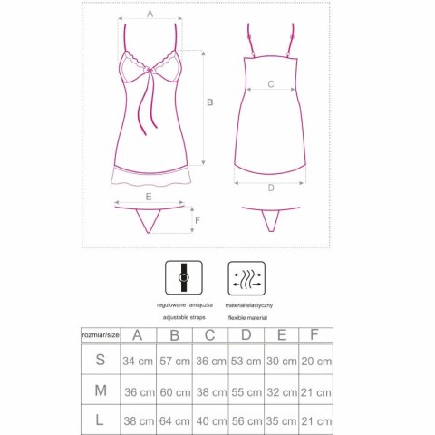 Livco Corsetti Hyeona Babydoll z koronką i stringami, roż S
