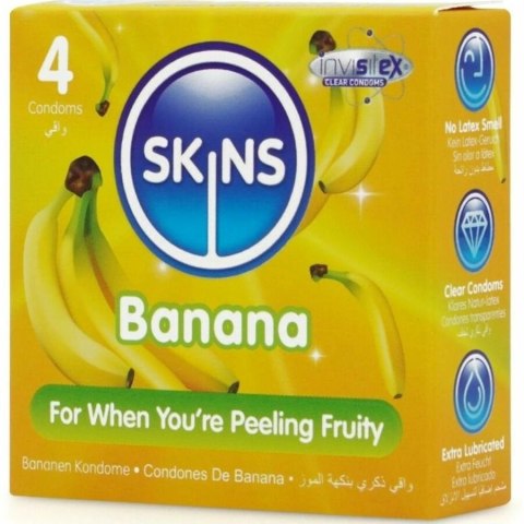 Skins Banana Premium - prezerwatywy smakowe bananowe 4 sztuki