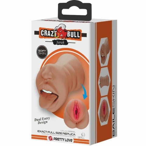 CRAZY BULL Sarah - Masturbator model dwukanałowy, anatomiczny, TPR, wodoodporny