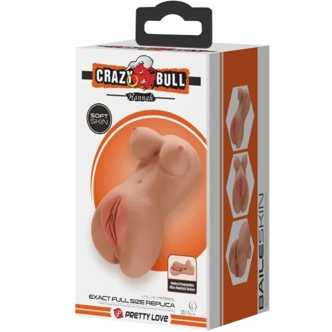 Crazy Bull Hannah Masturbator model dwukanałowy, materiał TPR, kolor mulat