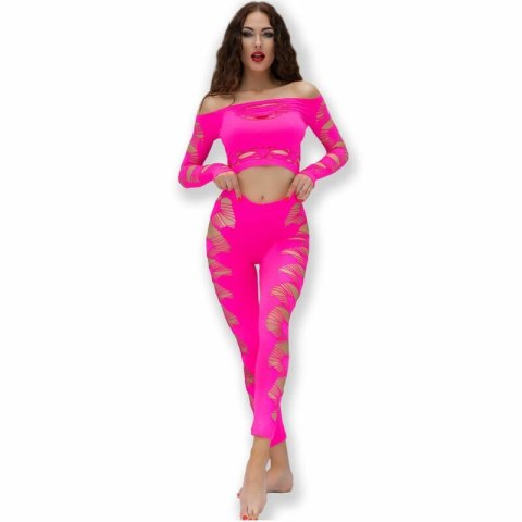 Chilirose CR 4632 Komplet Bezszwowy Top i Legginsy Fuksja S/L