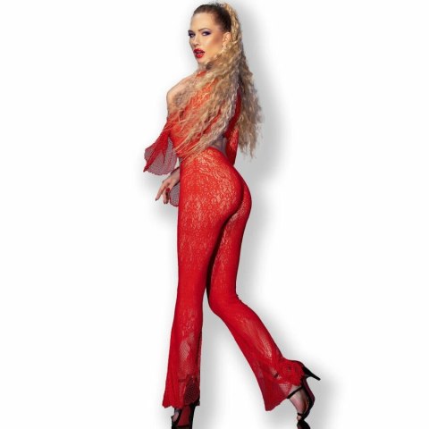 Chilirose CR 4648 Komplet Bezszwowy Top i Legginsy Czerwone S/L