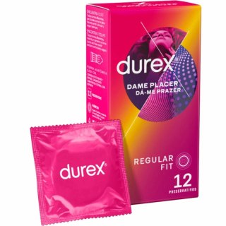 Durex Dame Placer 12 szt. prezerwatywy z wypustkami i prążkami 56mm