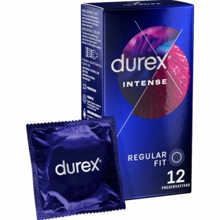 Durex Intense - prezerwatywy z żebrowaniem i wypustkami, 12 sztuk
