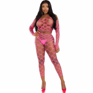 Leg Avenue komplet top i legginsy siateczkowe fuksja One Size