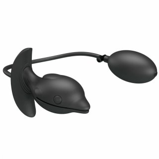 Pretty Love Delfin Czarny - Nadmuchiwany korek z wibracjami, silikon, USB