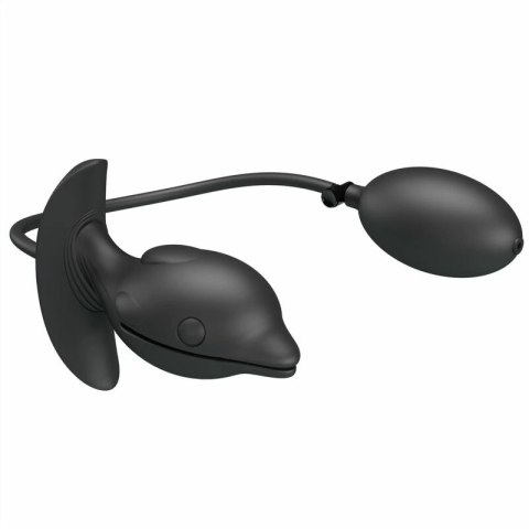 Pretty Love Delfin Czarny - Nadmuchiwany korek z wibracjami, silikon, USB