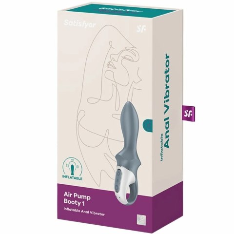 Satisfyer Air Pump Booty 1 Szary - Model nadmuchiwany z 12 trybami wibracji