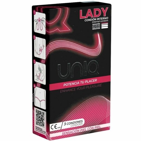 Uniq Lady AT-10 - Bezlateksowa osłona intymna damska z paskiem, 3 szt.