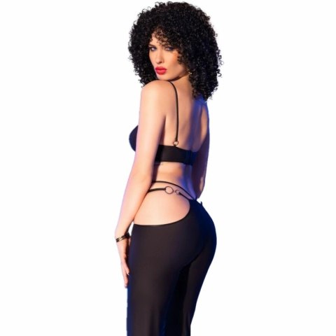 Chilirose CR 4851 L czarny komplet top i legginsy złote akcenty