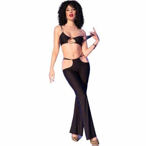 Chilirose CR 4851 L czarny komplet top i legginsy złote akcenty