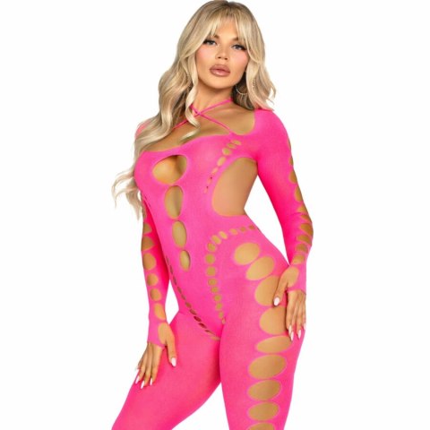 Leg Avenue Bodystocking Rożowe z Odkrytymi Plecami Uniwersalny
